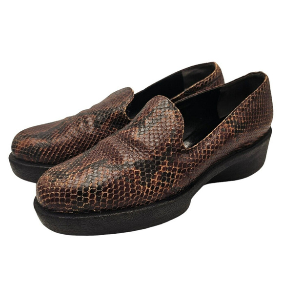 ROBERT CLERGERIE Loafers Womens Size Brown Snake Leather
